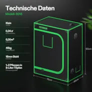 Vivosun Growbox 75x45x90cm S3018, für 1–2 Pflanzen, 600D lichtdichtes Oxford-Gewebe, für den Indoor-Anbau