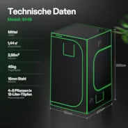 Vivosun Growbox 120x120x200cm S448, für 4-8 Pflanzen, 600D lichtdichtes Oxford-Gewebe, für den Indoor-Pflanzenanbau