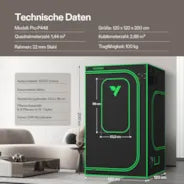 Vivosun Growbox Pro 120x120x200cm P448, für 4-8 Pflanzen, großes Frontfenster, für den Indoor-Pflanzenanbau