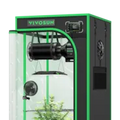 Vivosun Smart Growbox Komplettset GIY-SGS-22 Pro 60 x 60 x 120 cm, Komplettsystem für 1 Pflanze, mit WiFi E42A Controller, 100W AeroLight LED Pflanzenlampe, 10 cm AeroZesh T4 Abluftset und AeroWave E6 Gen2 Gen2 Clip Fan
