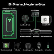 Vivosun Smart Growbox Komplettset GIY-SGS-22 Pro 60 x 60 x 120 cm, Komplettsystem für 1 Pflanze, mit WiFi E42A Controller, 100W AeroLight LED Pflanzenlampe, 10 cm AeroZesh T4 Abluftset und AeroWave E6 Gen2 Gen2 Clip Fan
