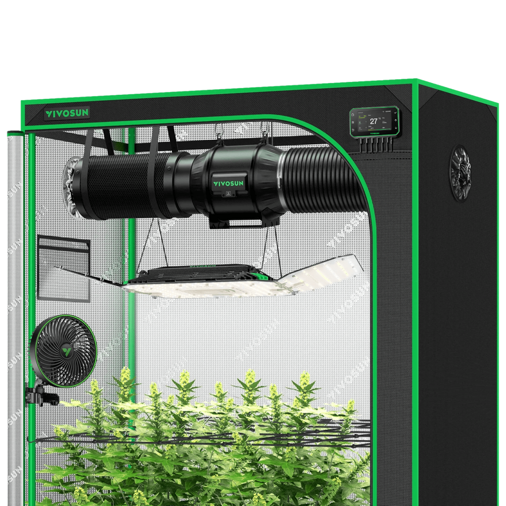 Vivosun Smart Growbox Komplettset GIY-SGS-52 150 x 80 x 200 cm, für 3 Pflanzen, mit WiFi E42A Controller, 200W AeroLight Wing SE LED Pflanzenlampe und 15 cm AeroZesh G6 Abluftset