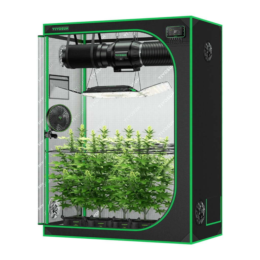 Vivosun Smart Growbox Komplettset GIY-SGS-52 150 x 80 x 200 cm, für 3 Pflanzen, mit WiFi E42A Controller, 200W AeroLight Wing SE LED Pflanzenlampe und 15 cm AeroZesh G6 Abluftset
