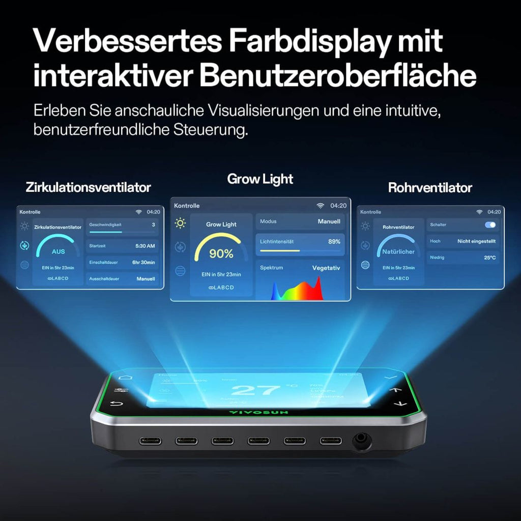 Vivosun Smart Growbox Komplettset GIY-SGS-52 150 x 80 x 200 cm,  für 3 Pflanzen, mit WiFi E42A Controller, 200W AeroLight Wing LED Pflanzenlampe, 15 cm AeroZesh T6 Abluftset und AeroWave E6 Gen2 Gen2 Clip Fan