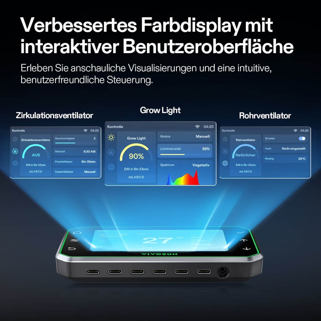 Vivosun Smart Growbox Komplettset GIY-SGS-52 150 x 80 x 200 cm,  für 3 Pflanzen, mit WiFi E42A Controller, 200W AeroLight Wing LED Pflanzenlampe, 15 cm AeroZesh T6 Abluftset und AeroWave E6 Gen2 Gen2 Clip Fan