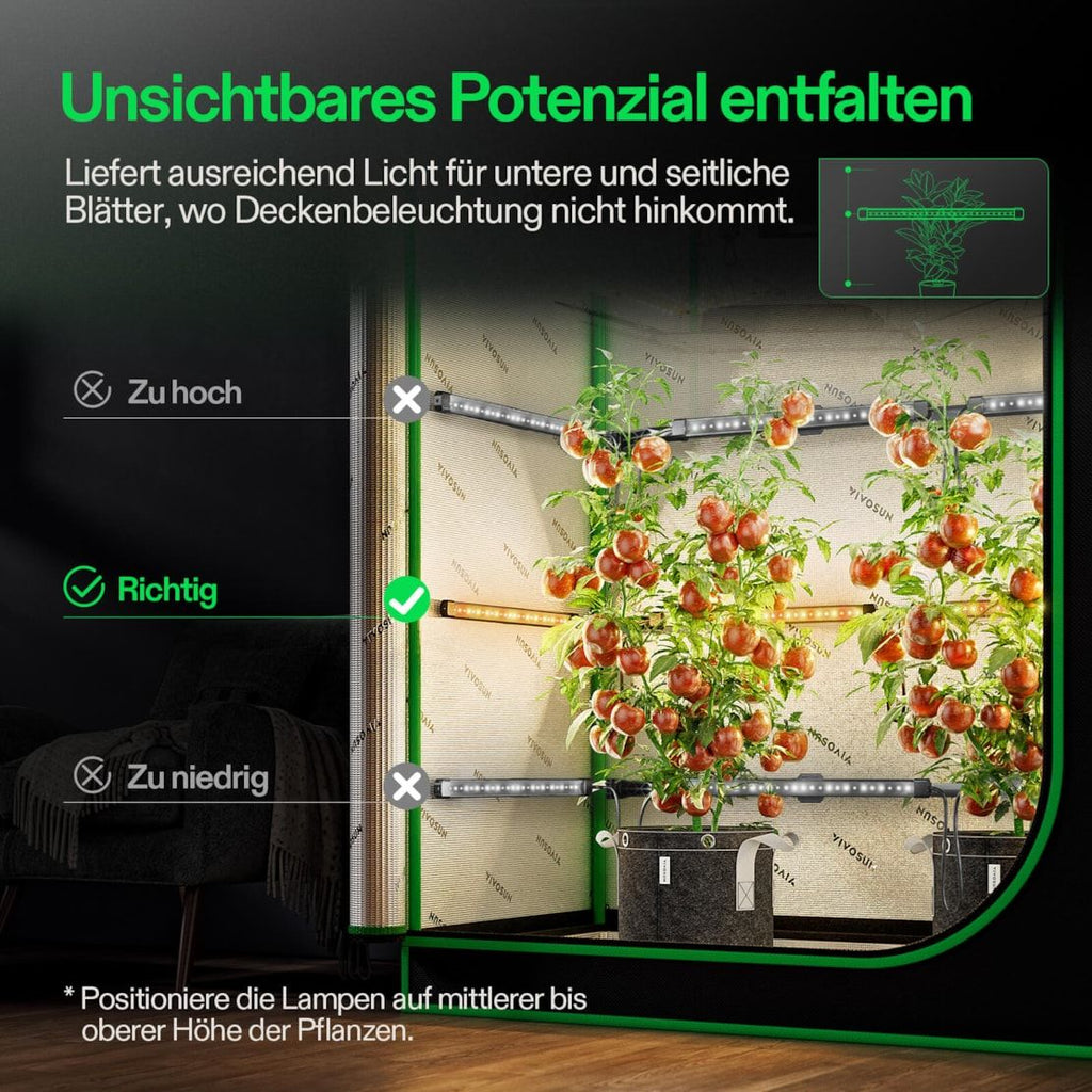 Vivosun LumaRay Lichtleiste (4-Balken), Vollspektrum LED-Lichtbalken, SGS-kompatibel