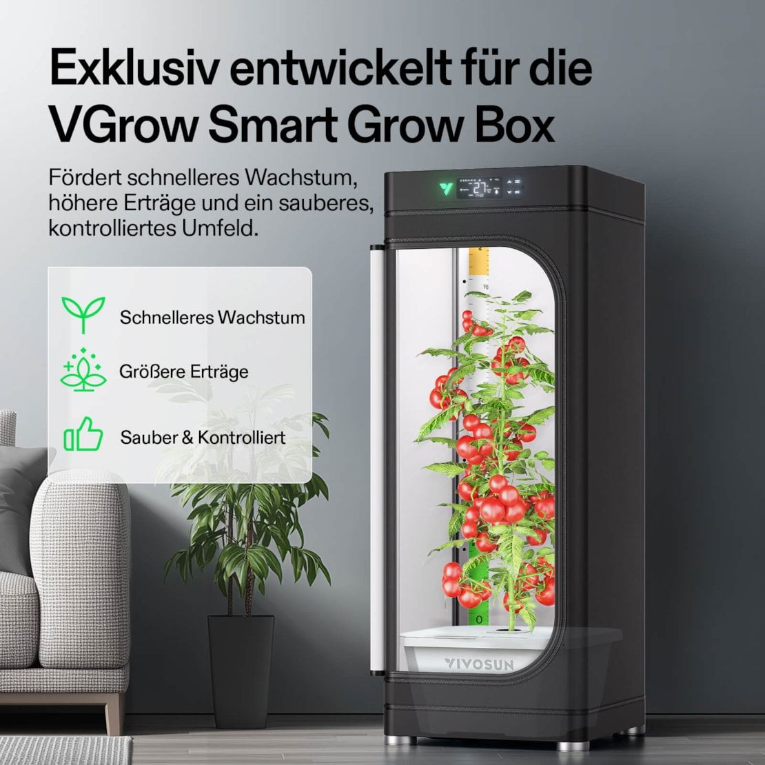 Vivosun VGrow DWC Hydroponisches Anzuchtsystem-Set für die VGrow Smart Grow Box, 15 Liter-Deep-Water-Culture mit Luftsteinen und Rapid Rooters, nicht kompatibel mit E42A